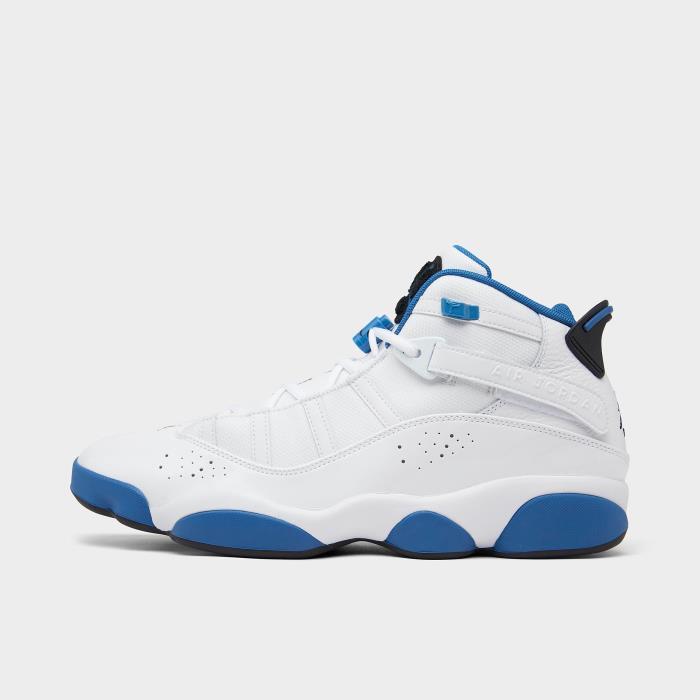 NIKE Mens Air Jordan 6 Rings Basketball Shoes 00009 WH/BL/DARK Marina BLUE/WH