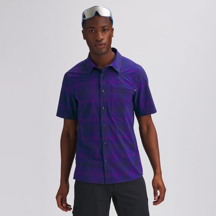 Backcountry Button Up MTB Jersey Men 01364 Blueberry Plaid
