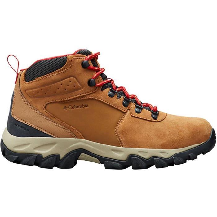 Columbia Newton Ridge Plus II Suede WP Wide Hiking Boot Men 00802 Elk/Mountain Red