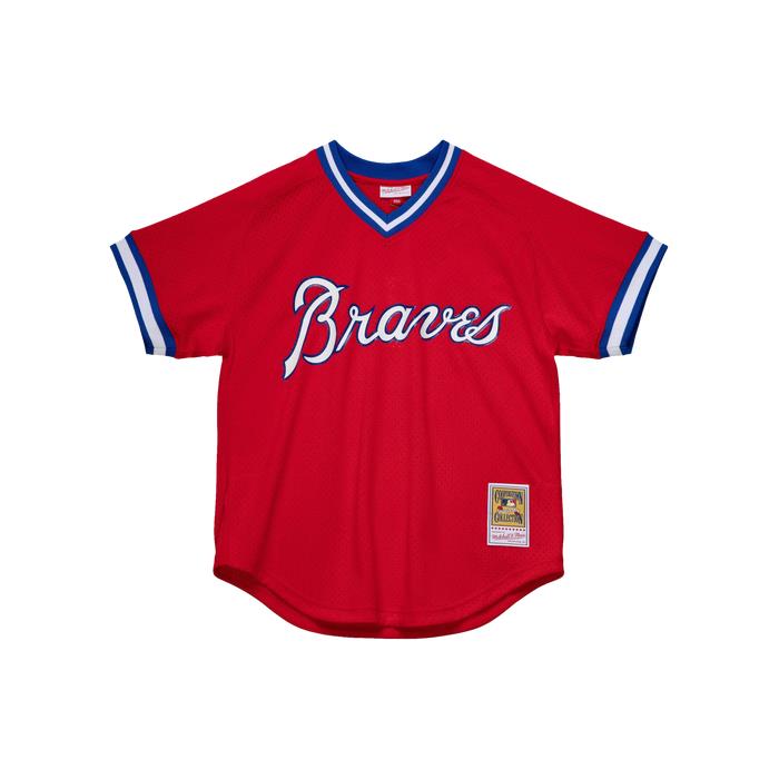 Mitchell &amp; Ness Braves BP Pullover Jersey 01496 Red