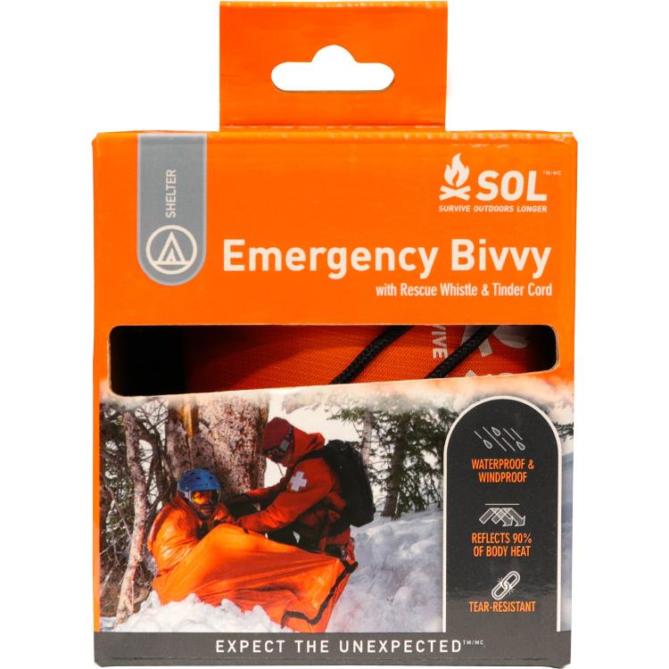 SOL Emergency Bivvy with Rescue Whistle and Tinder Cord 00524 ORANGE