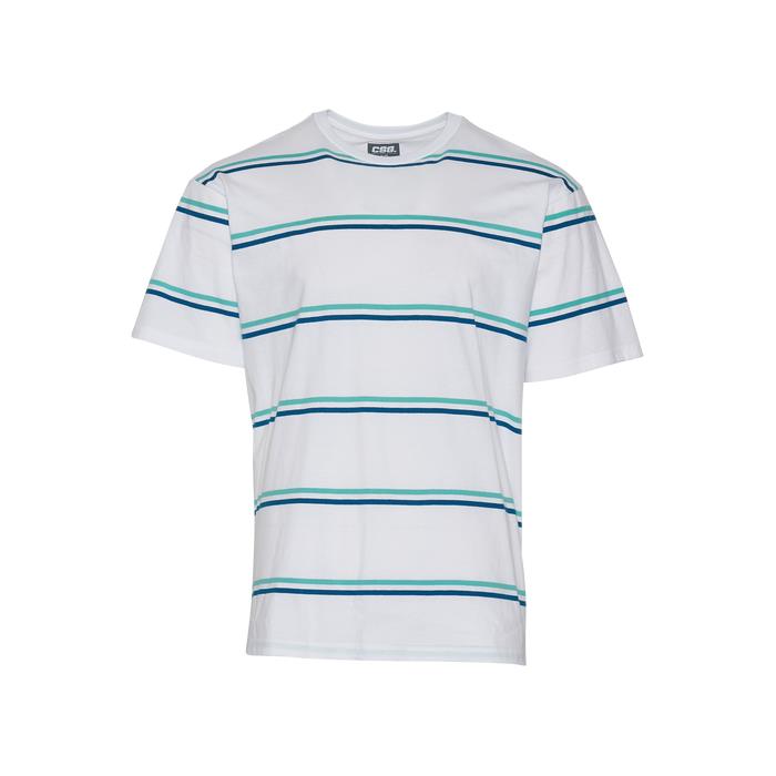 CSG Decker Stripe T Shirt 02397 WH/TEAL