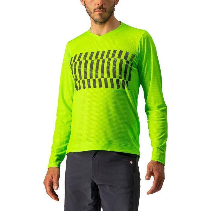 Castelli Trail Tech Long Sleeve T Shirt Men 01786 Electric Lime/Dark Lime