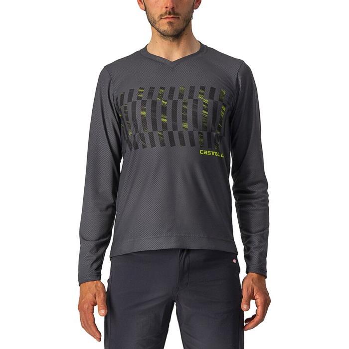 Castelli Trail Tech Long Sleeve T Shirt Men 01785 Dark GR/BL/ELECTRIC Lime