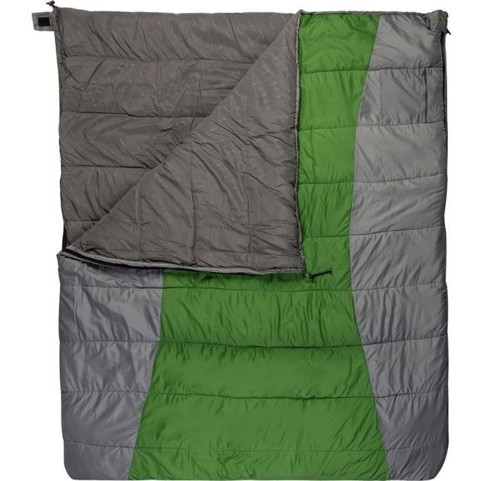 ALPS Mountaineering Double Wide Sleeping Bag: 20F Synthetic Hike &amp; Camp 04455 GRN/GREY