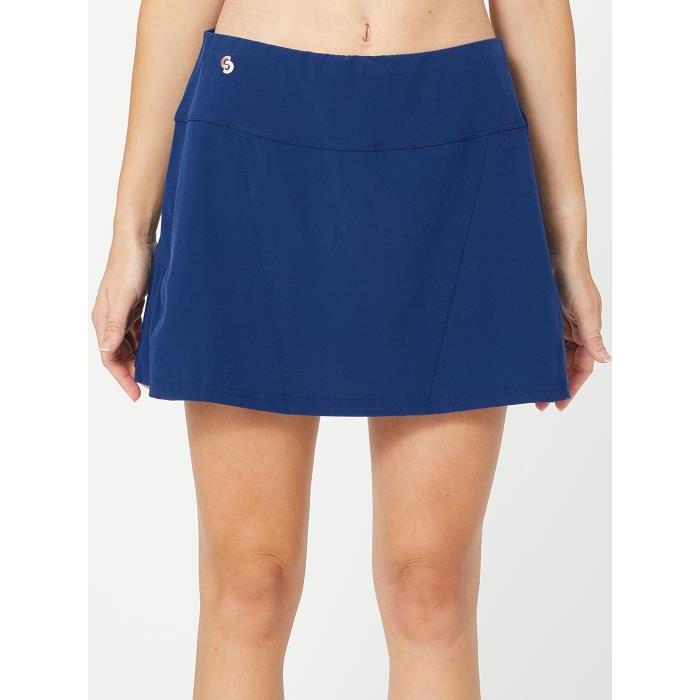Cross Court Womens Essentials Back Pleat Skirt Indigo 01889 Blue