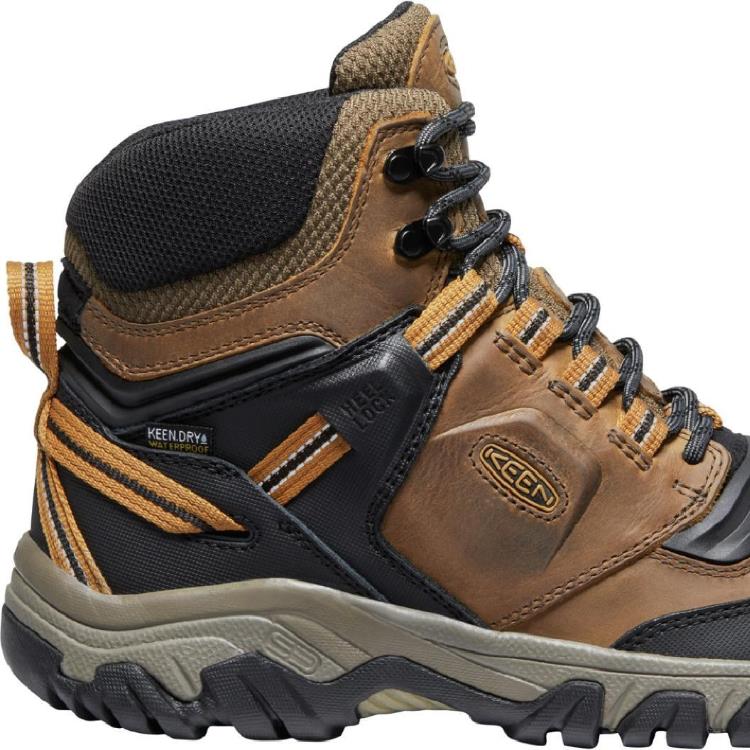 KEEN Ridge Flex Mid Waterproof Hiking Boots Mens 01259 DARK OLIVE/KETCHUP