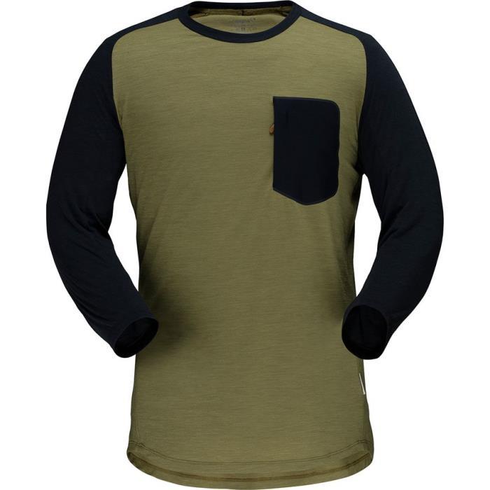 Norrona Skibotn Wool 3/4 Sleeve T Shirt Men 01753 Olive Drab