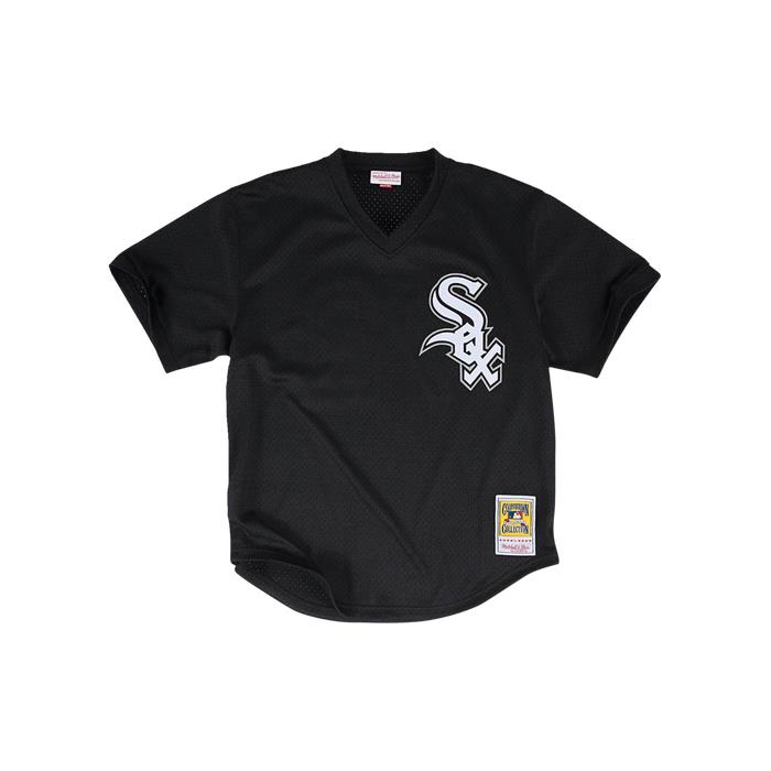 Mitchell &amp; Ness White Sox BP Pullover Jersey 01495 BL