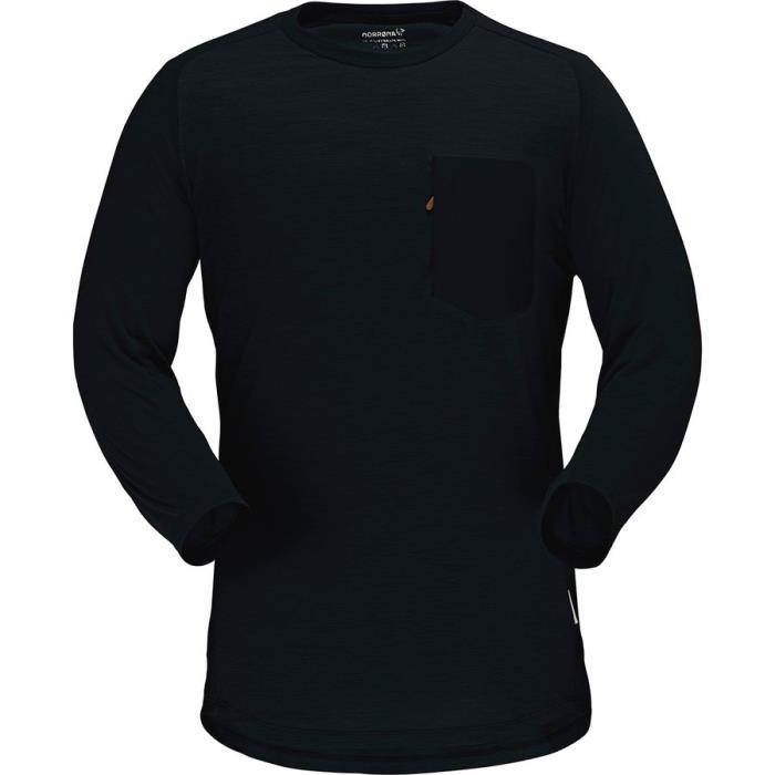 Norrona Skibotn Wool 3/4 Sleeve T Shirt Men 01752 Caviar