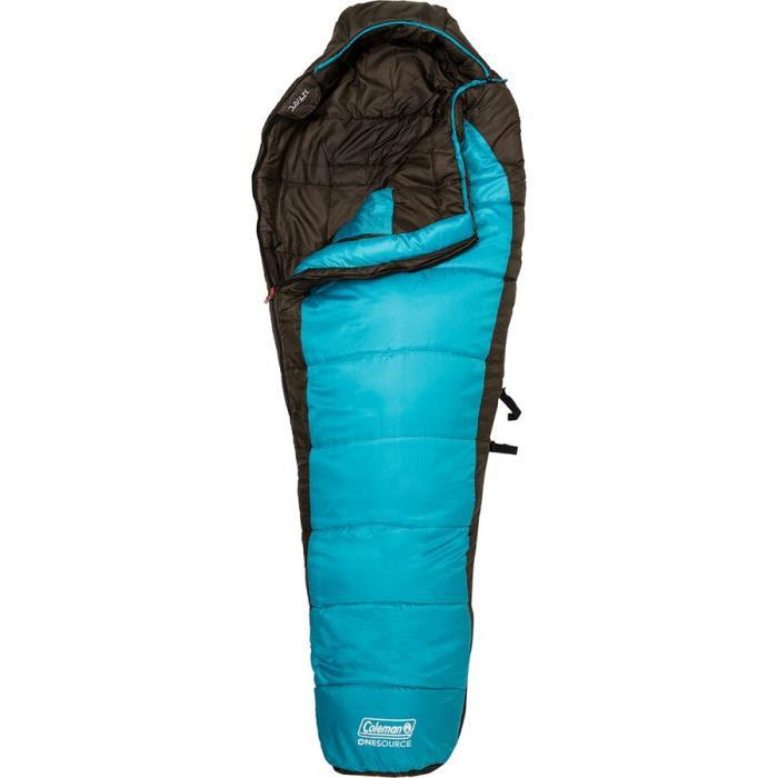 Coleman OneSource Heated Sleeping Bag: 32F Synthetic Hike &amp; Camp 04416 Walnut/Caribbean Sea