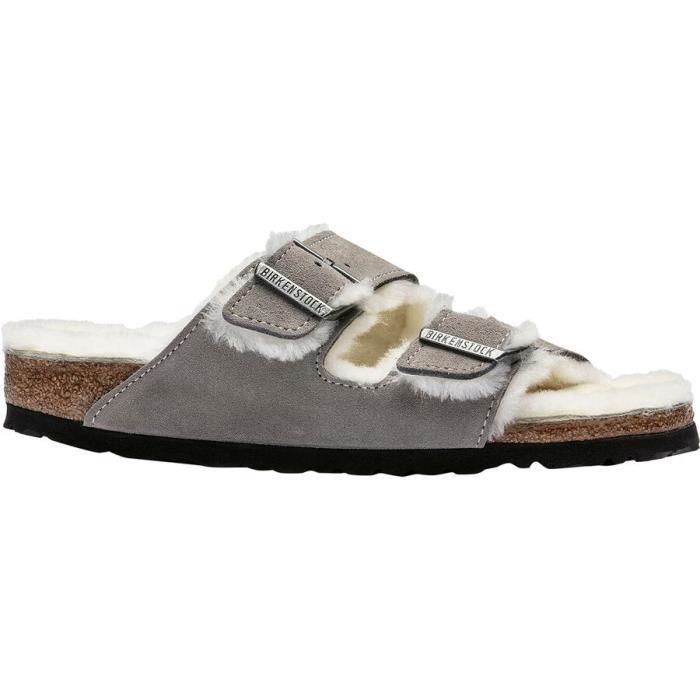 Birkenstock Arizona Shearling Lined Sandal Women 04687 Stone Coin/Natural Suede