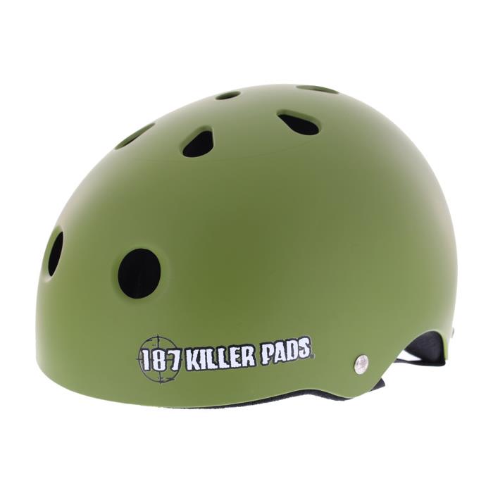 187 Killer Pads Pro Sweatsaver Matte Army Skate Helmet Large / 22.1 22.9 00525