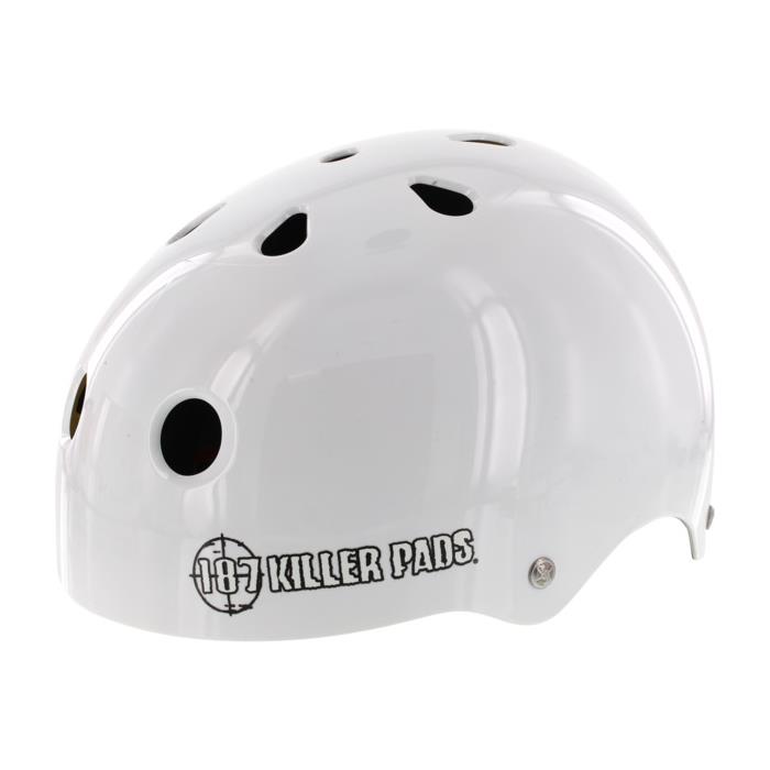 187 Killer Pads Pro Sweatsaver Gloss White Skate Helmet X Large / 23 24 00523