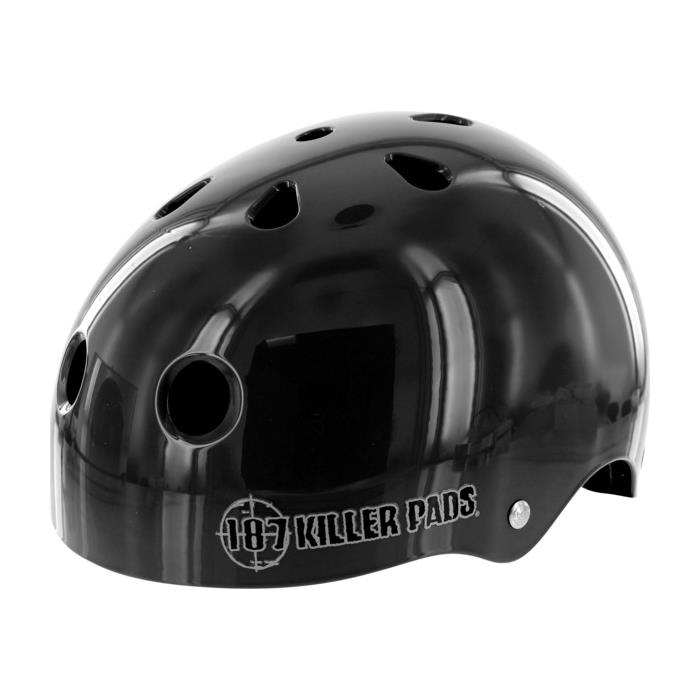 187 Killer Pads Pro Sweatsaver Gloss Black Skate Helmet Medium / 21.4 22 00520