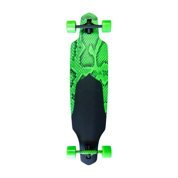 Dusters California Skateboards Channel Snakeskin Neon Green Longboard Complete Skateboard 9.375 x 38 00078