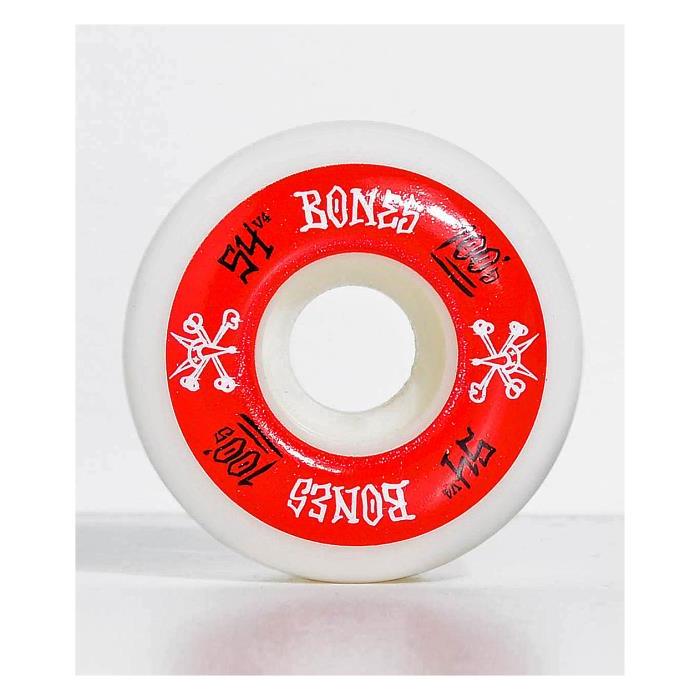 Bones 100 Ringers 54mm Red &amp; White Skateboard Wheels 00004