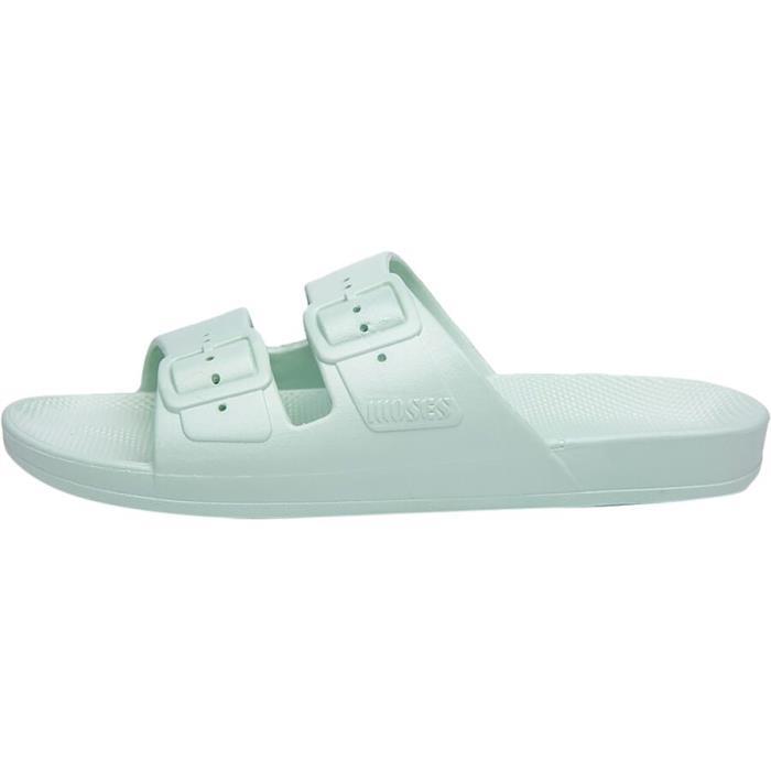 Freedom Moses Two Band Solid Slide Sandal Footwear 04712 Sage