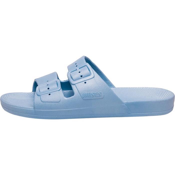 Freedom Moses Two Band Solid Slide Sandal Footwear 04710 Lagoon