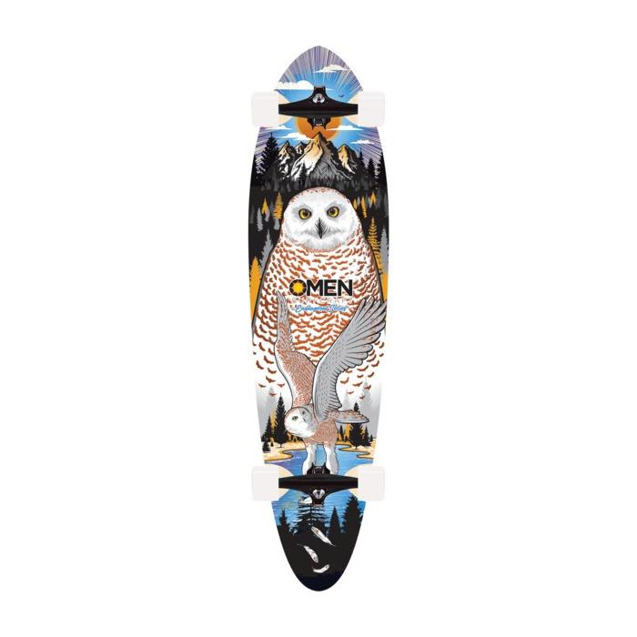 Omen Boards Endangered Snowy Owl Pintail Longboard Complete Skateboard 9.1 x 38 00101