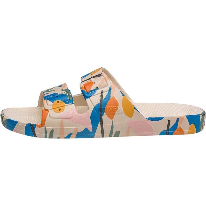 Freedom Moses Two Band Print Slide Sandal Footwear 04656 Palmetto Stone