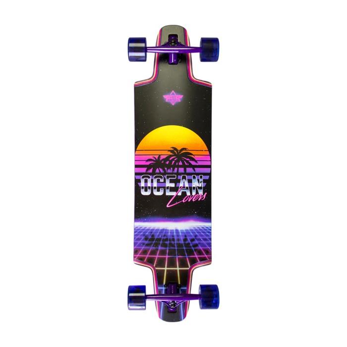 Dusters California Skateboards Ocean Lovers Purple Longboard Complete Skateboard 9.5 x 36 00065