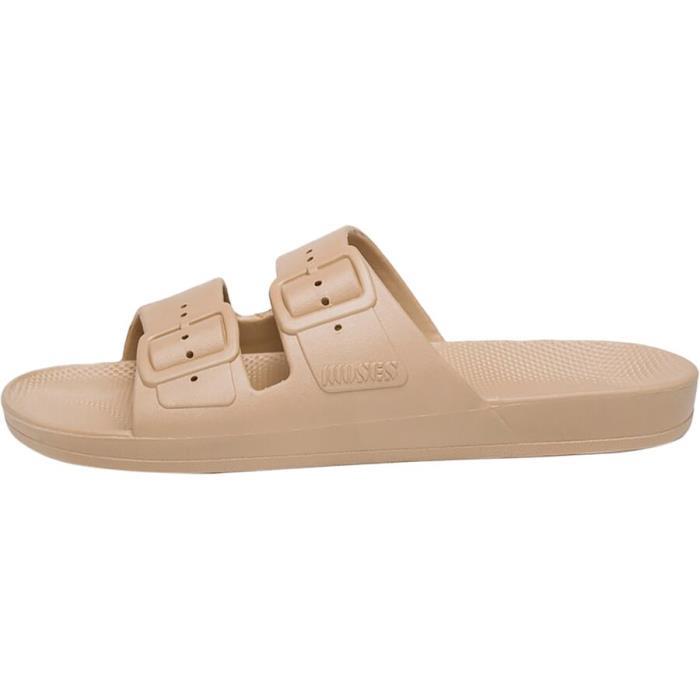 Freedom Moses Two Band Solid Slide Sandal Footwear 04714 Sands