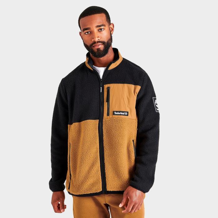 Mens Timberland Outdoor Archive High Pile Fleece Jacket 00077 WHEAT/BL