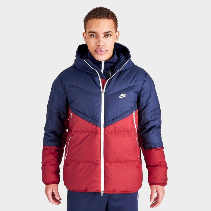Mens Nike Sportswear Storm FIT Windrunner Zip Up Down Jacket 00054 Midnight Navy/Red