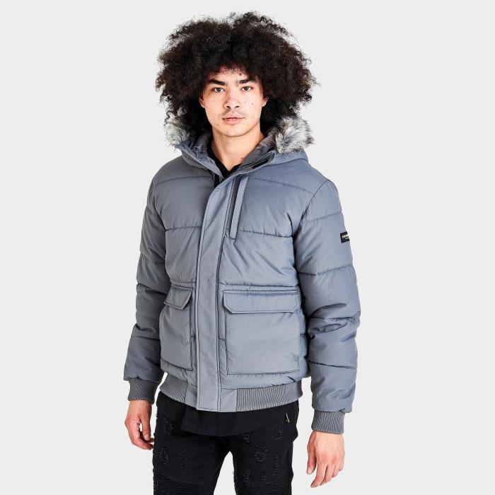 Supply and Demand Mens Sonneti Labeth Hooded Parka 00062 Pewter Grey