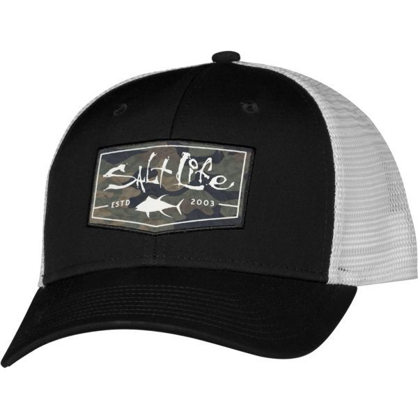 Salt Life 남성 Aqua Badge Trucker Hat 낚시 트러커 모자 100615